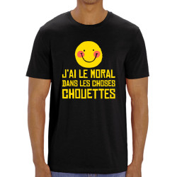 T-shirt homme coton bio noir Le moral dans les choses chouettes (Andy,Humour)