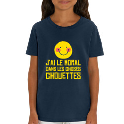T-shirt enfant coton bio bleu marine Le moral dans les choses chouettes (Andy,Humour)