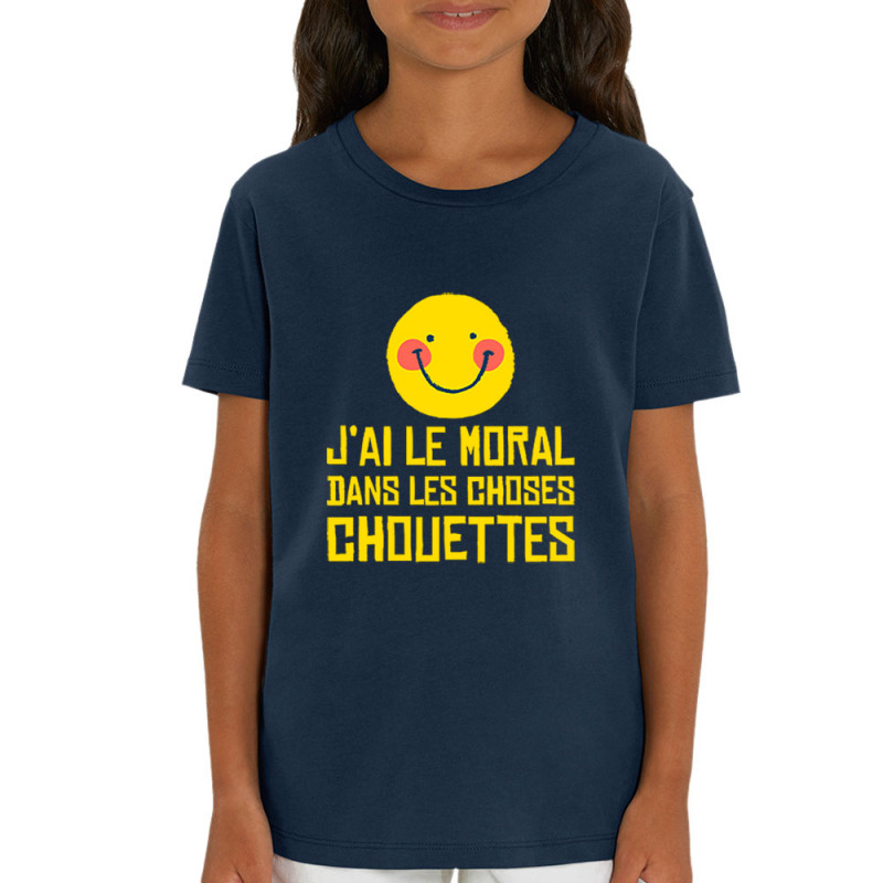 T-shirt enfant coton bio bleu marine Le moral dans les choses chouettes (Andy,Humour)