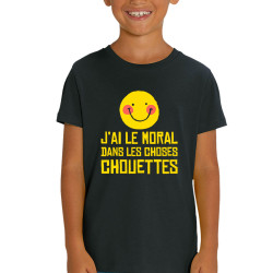T-shirt enfant coton bio noir Le moral dans les choses chouettes (Andy,Humour)