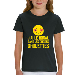 T-shirt enfant coton bio noir Le moral dans les choses chouettes (Andy,Humour)