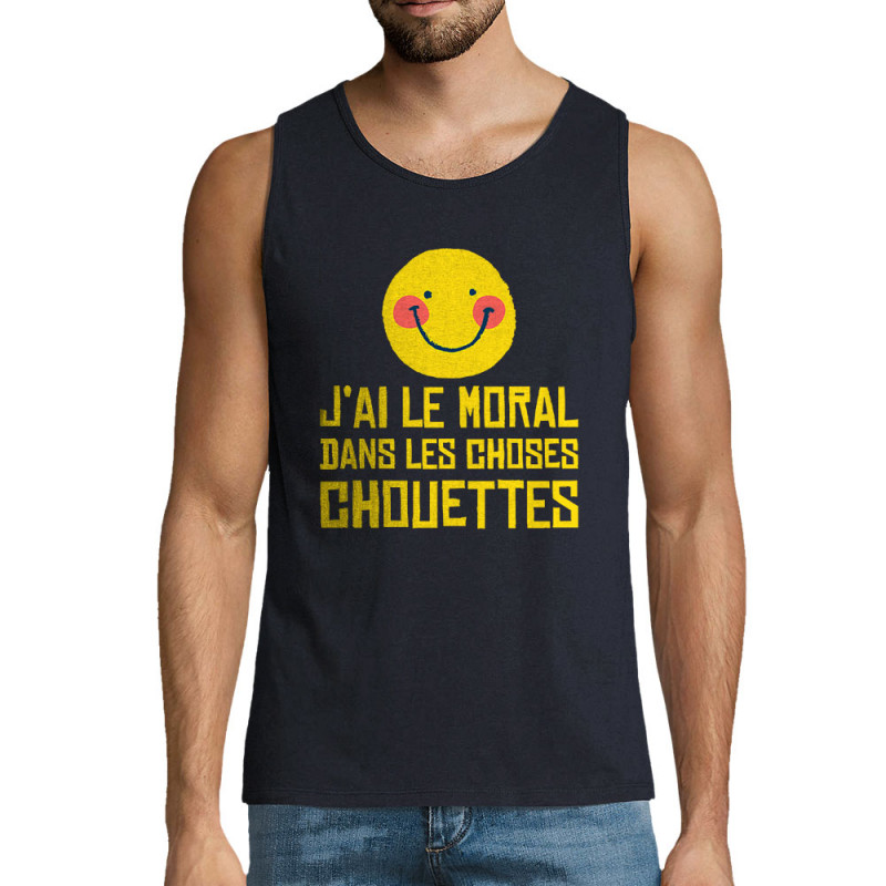 Débardeur homme bleu marine Le moral dans les choses chouettes (Andy,Humour)
