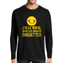 T-shirt homme manches longues noir Le moral dans les choses chouettes (Andy,Humour)