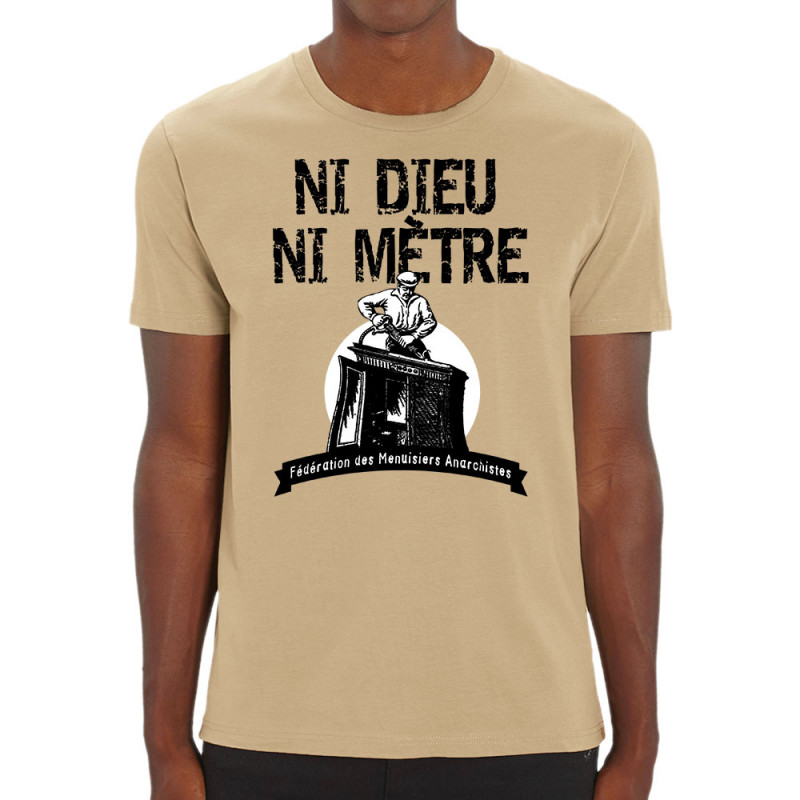 T-shirt homme coton bio naturel Ni Dieu ni mètre (Andy,Humour)
