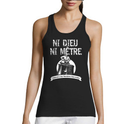 Débardeur femme noir Ni Dieu ni mètre (Andy,Humour)
