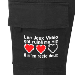 Short cargo homme noir Les jeux vidéo ont ruiné ma vie (Humour,Jeux Vidéo / Geek)