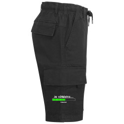 Short cargo homme noir Je réfléchis Patientez (Gondrax,Jeux Vidéo / Geek,Humour,Des chiffres et des lettres,Devoirs de vacances)