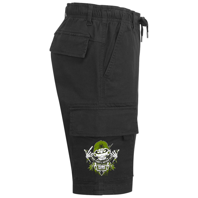 Short cargo homme noir Free Party Never Die (E Cone,teufeur)