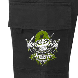 Short cargo homme noir Free Party Never Die (E Cone,teufeur)