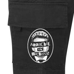 Short cargo homme noir Anarchie en Macronie (Gondrax,Slogans engagés,Humour)