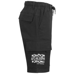 Short cargo homme noir Résister est un verbe qui  se conjugue au présent (Slogans engagés)