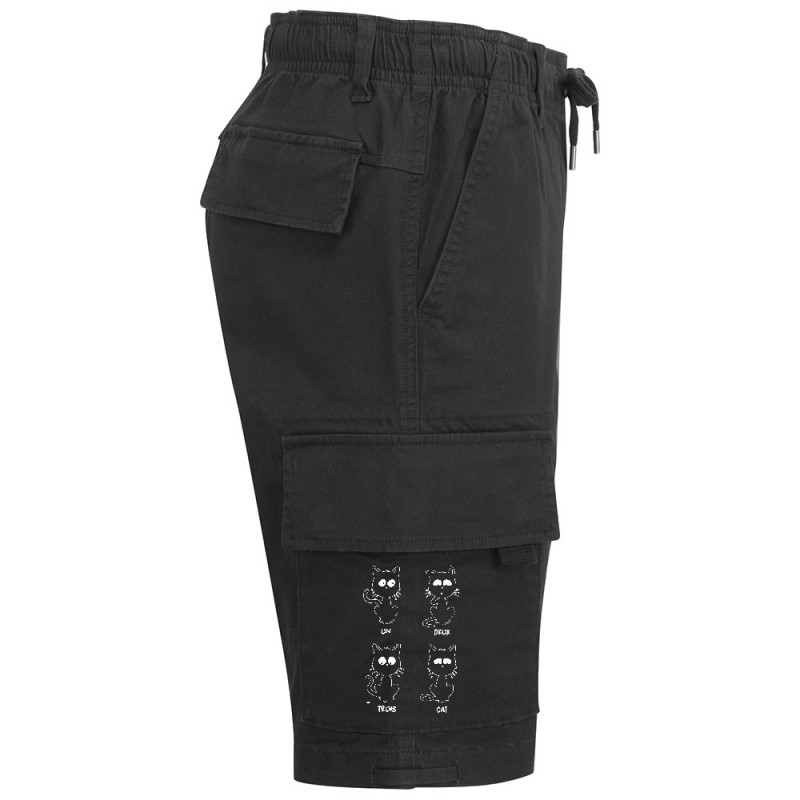Short cargo homme noir Un deux trois cat (Le Duc,Humour,Animaux,Des chiffres et des lettres,Chats,Devoirs de vacances)