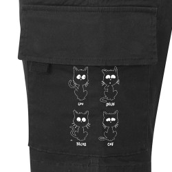 Short cargo homme noir Un deux trois cat (Le Duc,Humour,Animaux,Des chiffres et des lettres,Chats,Devoirs de vacances)