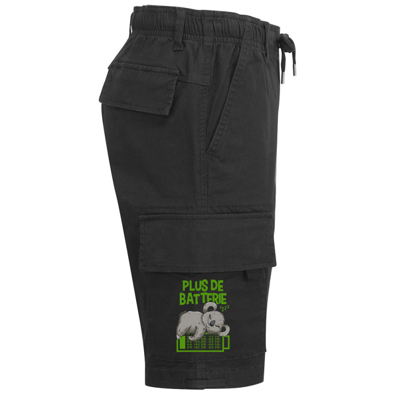 Short cargo homme noir Plus de batterie koala (Animaux,Humour,Manga Kawaï japan,Bébés,Paresse)