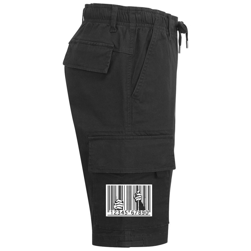Short cargo homme noir Code barre prison (Slogans engagés)