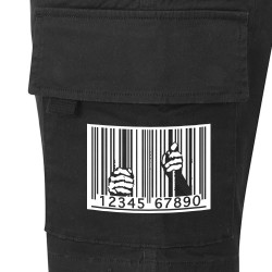 Short cargo homme noir Code barre prison (Slogans engagés)