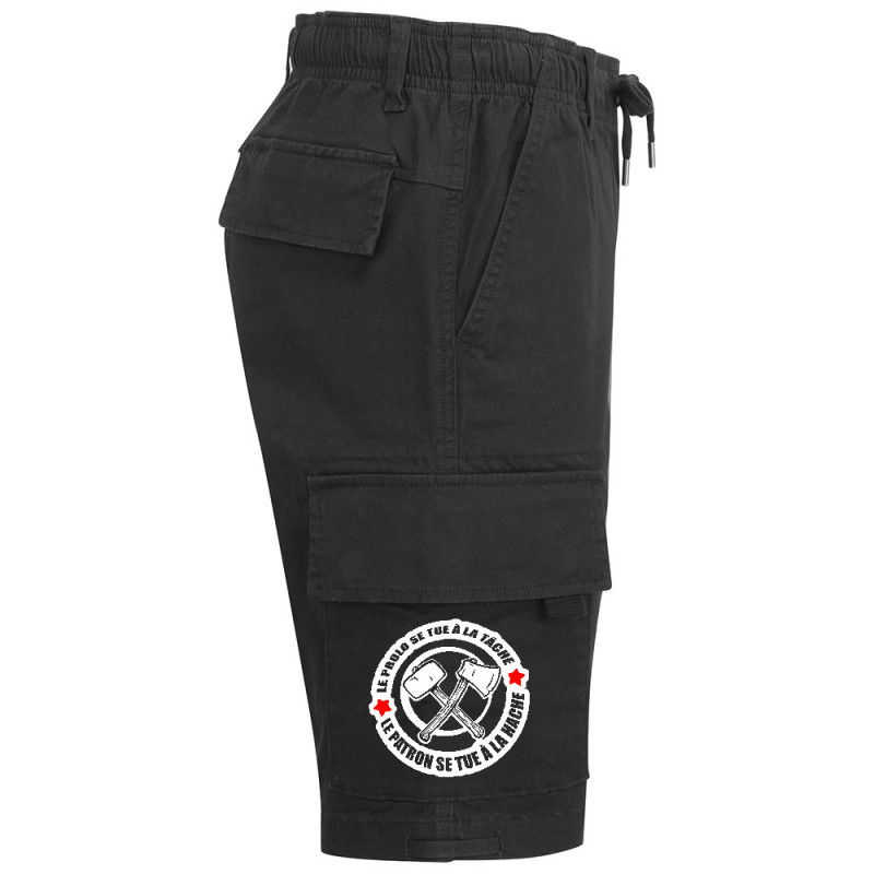 Short cargo homme noir Le prolo se tue à la tâche (Slogans engagés)