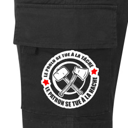 Short cargo homme noir Le prolo se tue à la tâche (Slogans engagés)