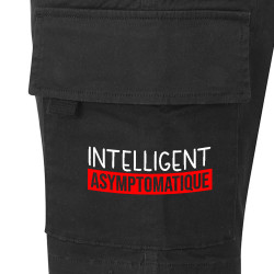 Short cargo homme noir Intelligent Asymptomatique (Gondrax,Humour,Slogans Débiles)