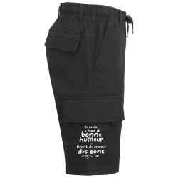 Short cargo homme noir Croiser des cons (Gondrax,Humour,Slogans Débiles)
