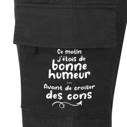 Short cargo homme noir Croiser des cons (Gondrax,Humour,Slogans Débiles)