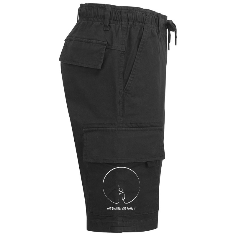 Short cargo homme noir On tourne en rond (Gondrax,Humour,Slogans engagés)