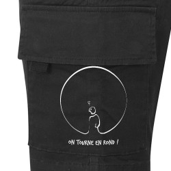 Short cargo homme noir On tourne en rond (Gondrax,Humour,Slogans engagés)