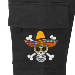 Short cargo homme noir One Piece Mexican Skull (Le Duc,Manga Kawaï japan,Films/Séries,Têtes de morts,Détournements)