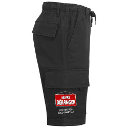Short cargo homme noir Ne pas déranger (Gondrax,Humour,Slogans Débiles)