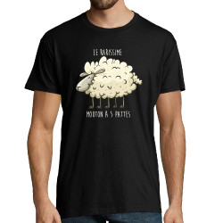 Tee-shirt homme noir Le rarissime mouton à 5 pattes (Mr Mouton,Animaux,Humour)
