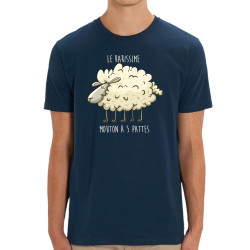T-shirt homme coton bio bleu marine Le rarissime mouton à 5 pattes (Mr Mouton,Animaux,Humour)