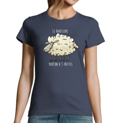 T-shirt femme bleu denim Le rarissime mouton à 5 pattes (Mr Mouton,Animaux,Humour)