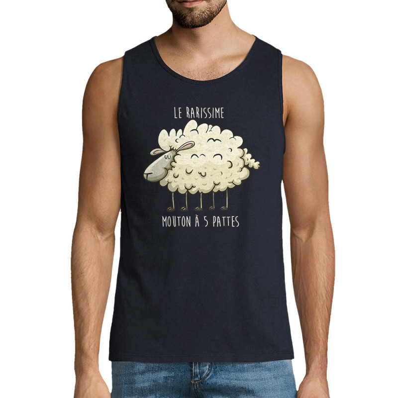 Débardeur homme bleu marine Le rarissime mouton à 5 pattes (Mr Mouton,Animaux,Humour)