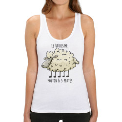 Débardeur femme coton bio blanc Le rarissime mouton à 5 pattes (Mr Mouton,Animaux,Humour)