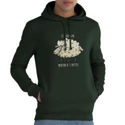 Sweat homme à capuche coton bio vert foncé Le rarissime mouton à 5 pattes (Mr Mouton,Animaux,Humour)