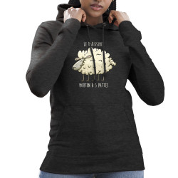 Sweat femme à capuche gris anthracite Le rarissime mouton à 5 pattes (Mr Mouton,Animaux,Humour)