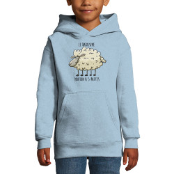 Sweat enfant à capuche bleu ciel Le rarissime mouton à 5 pattes (Mr Mouton,Animaux,Humour)