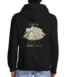 Sweat homme à capuche zippé noir Le rarissime mouton à 5 pattes (Mr Mouton,Animaux,Humour)