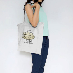 Sac shopping en toile blanc Le rarissime mouton à 5 pattes (Mr Mouton,Animaux,Humour)