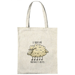 Sac shopping en toile naturel Le rarissime mouton à 5 pattes (Mr Mouton,Animaux,Humour)