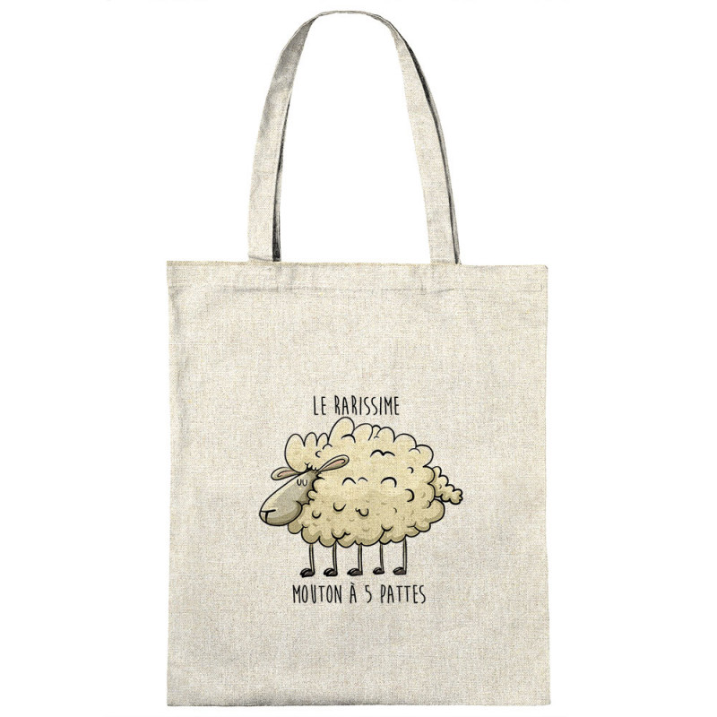 Sac shopping en toile naturel Le rarissime mouton à 5 pattes (Mr Mouton,Animaux,Humour)