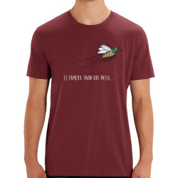 T-shirt homme coton bio bordeaux Le fameux taon qui passe (Mr Mouton,Animaux,Humour)