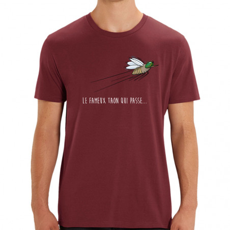 T-shirt homme coton bio bordeaux Le fameux taon qui passe (Mr Mouton,Animaux,Humour)