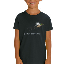 T-shirt enfant coton bio noir Le fameux taon qui passe (Mr Mouton,Animaux,Humour)