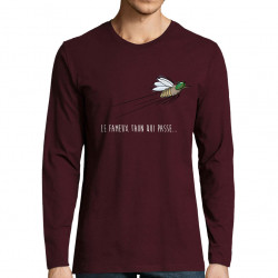 T-shirt homme manches longues bordeaux Le fameux taon qui passe (Mr Mouton,Animaux,Humour)