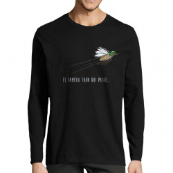 T-shirt homme manches longues noir Le fameux taon qui passe (Mr Mouton,Animaux,Humour)