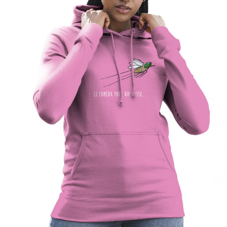 Sweat femme à capuche rose Le fameux taon qui passe (Mr Mouton,Animaux,Humour)