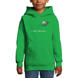 Sweat enfant à capuche vert prairie Le fameux taon qui passe (Mr Mouton,Animaux,Humour)