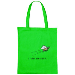 Sac shopping en toile vert prairie Le fameux taon qui passe (Mr Mouton,Animaux,Humour)