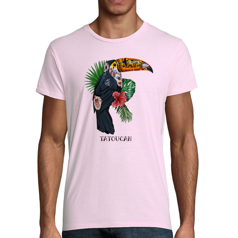 T-shirt homme coton bio rose pale Tatoucan (Mr Mouton,Animaux,Humour)